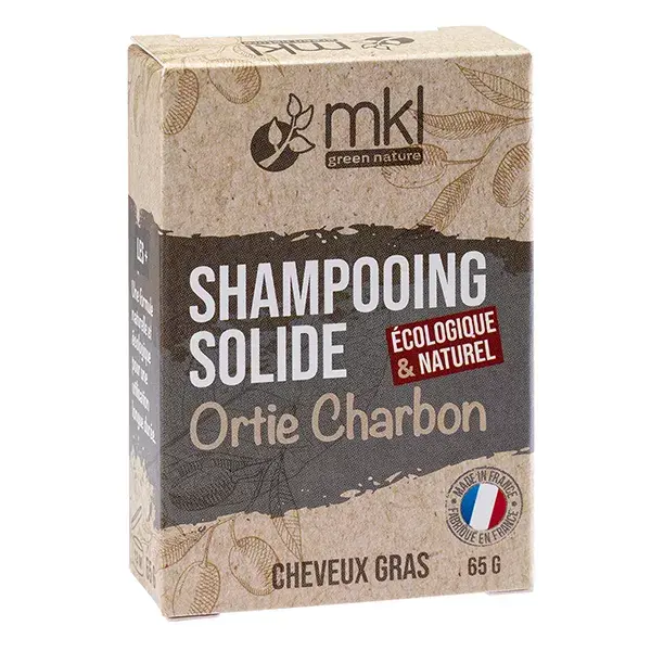 Shampoo sólido MKL com urtiga e carvão para cabelos oleosos 65g