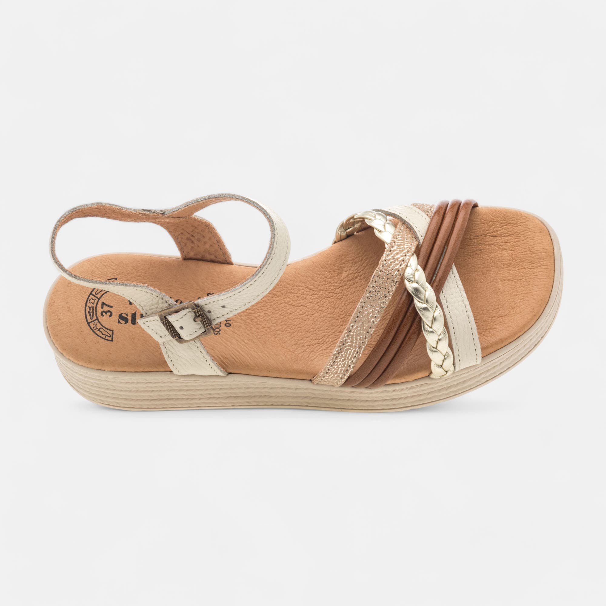 Sandales Femme en cuir beige