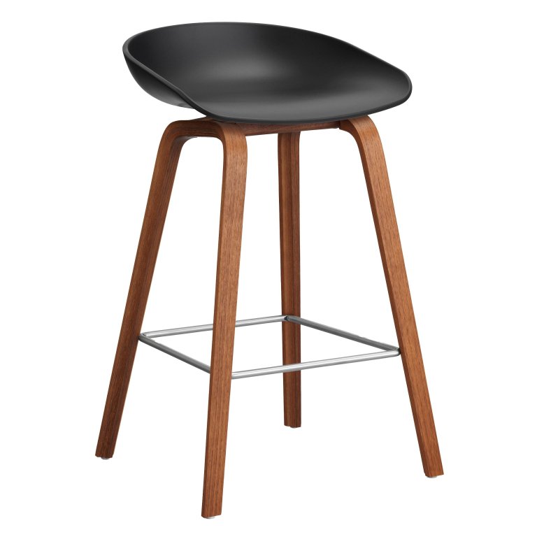 Hay AAS32 barkruk 65cm gelakt walnoot onderstel Black