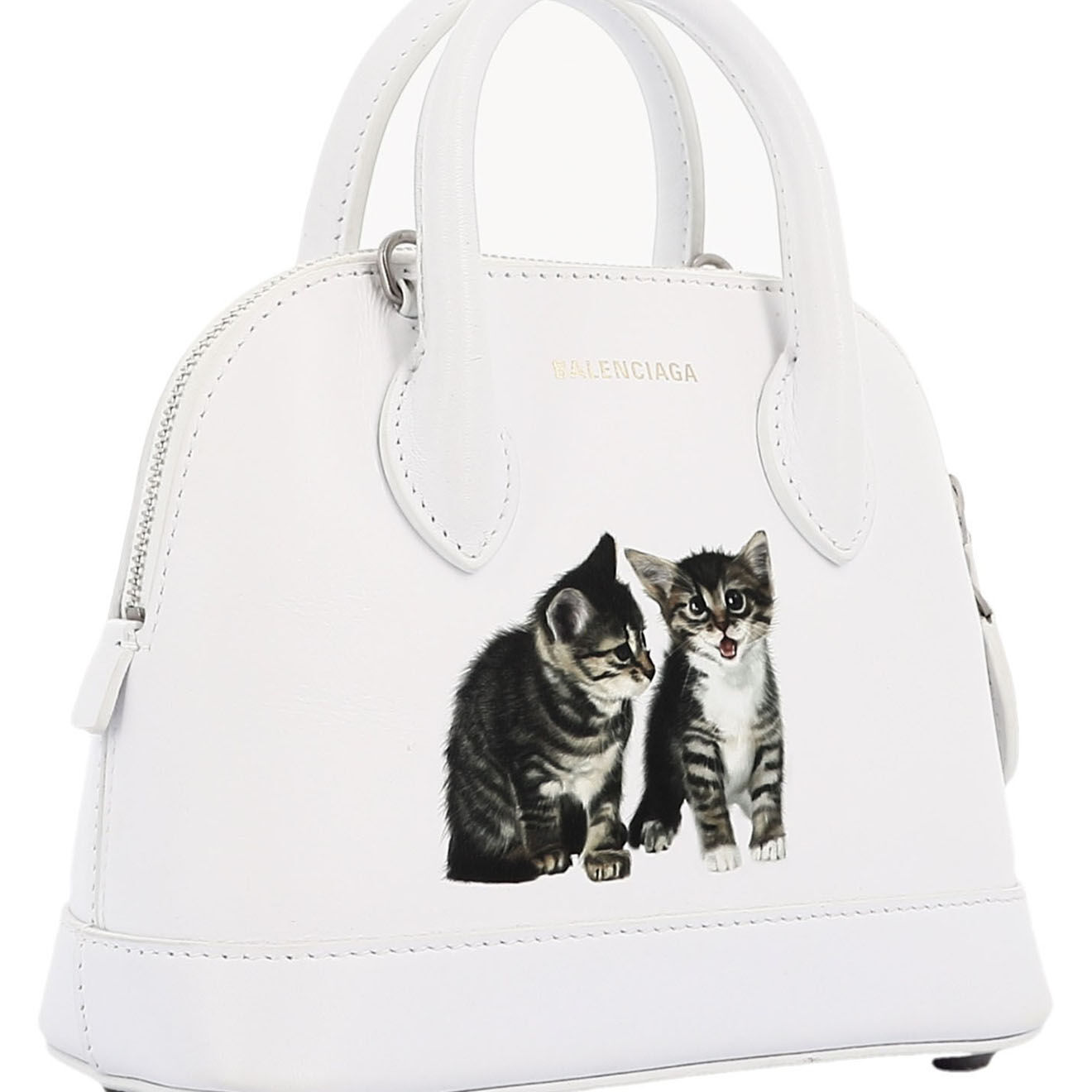 Balenciaga Sac bandoulière en Cuir Ville Chats Mini blanc - Parfait état - Longueur 18 cm
