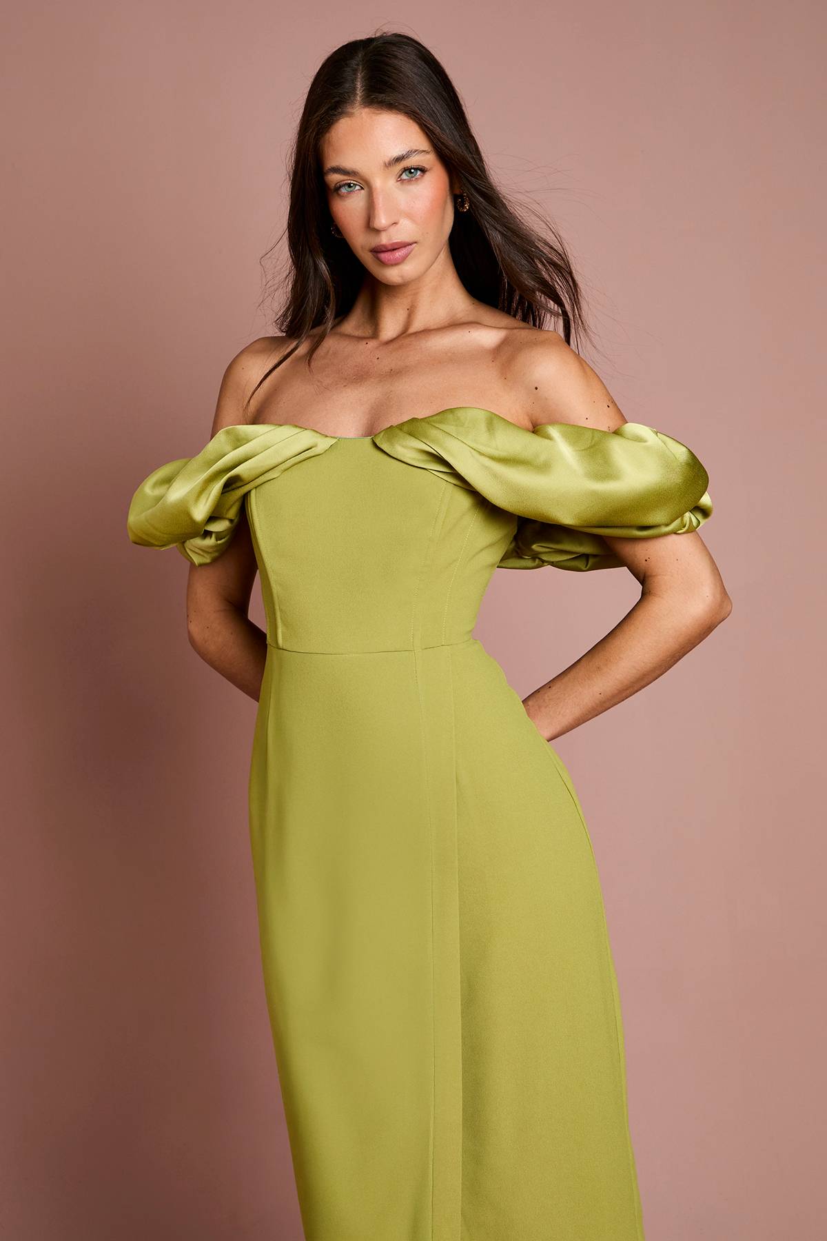 Coast Robe Longue Colonne Corset À Manches Volumineuses