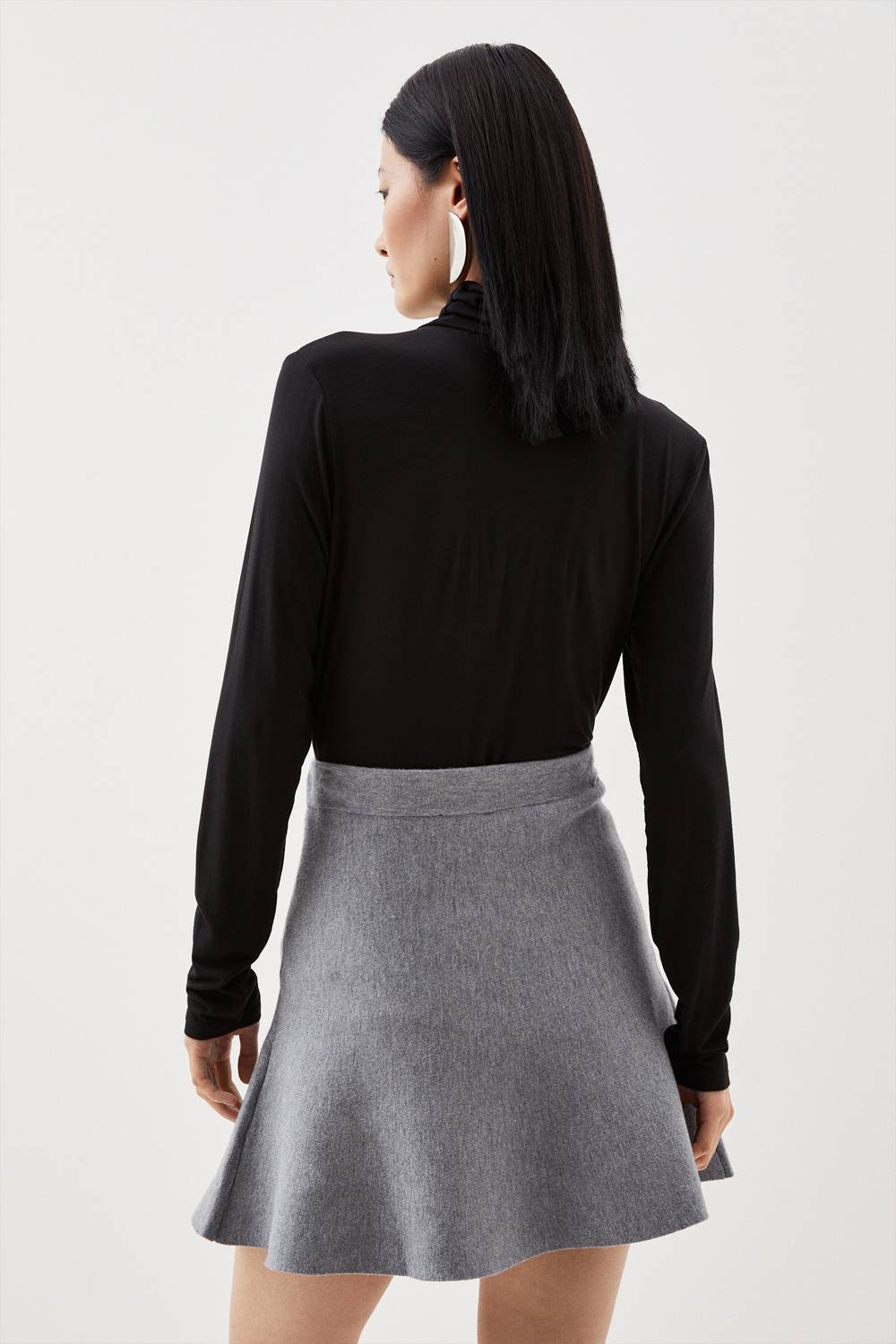 KarenMillen Mini Jupe Évasée en Maille Aspect Laine Compact Tall