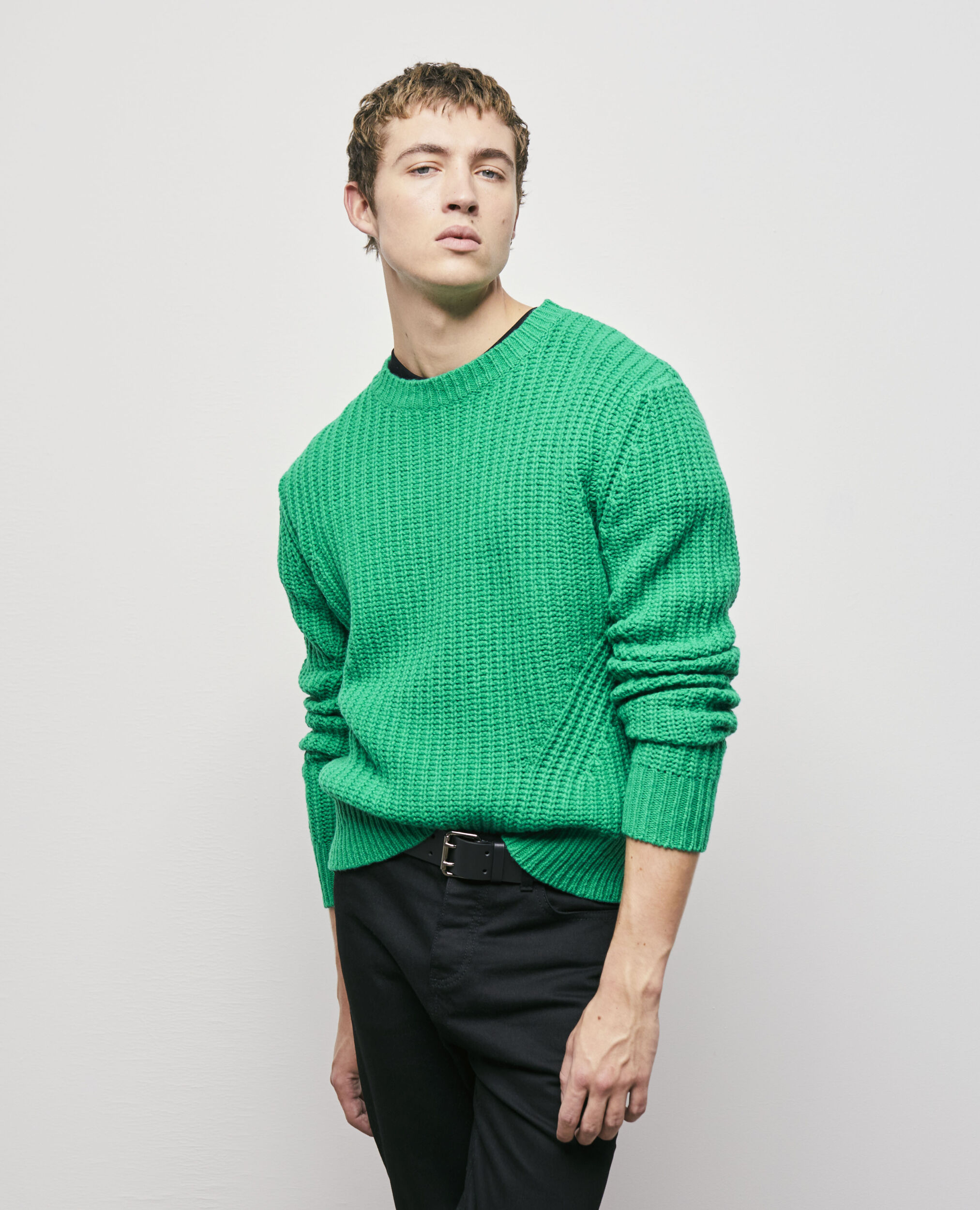 Pull en maille verte