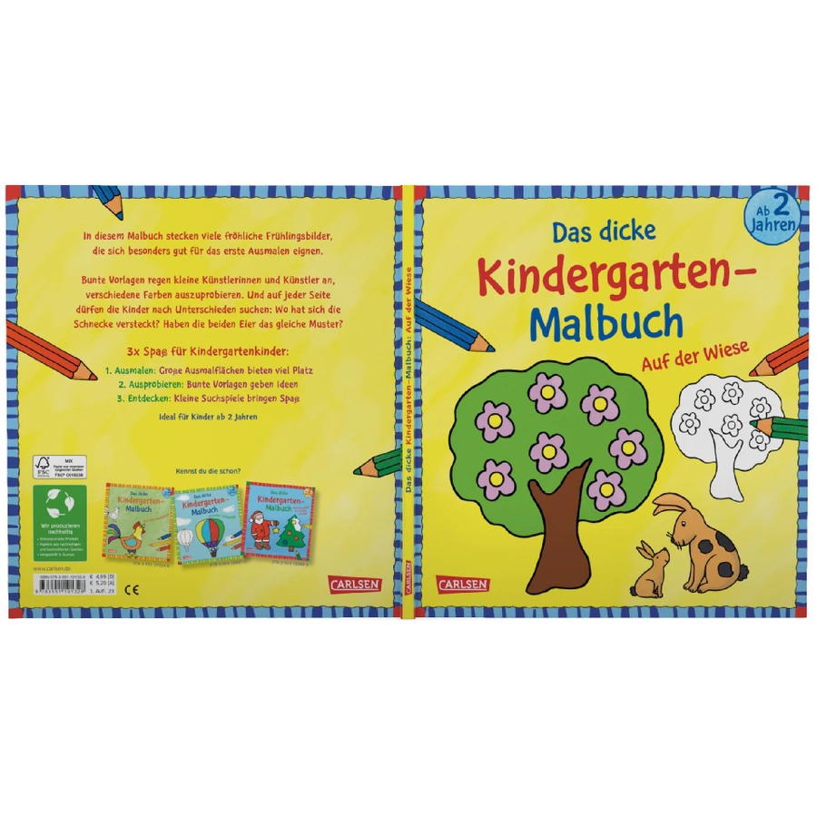 Carlsen Das dicke Kindergarten-Malbuch: Auf der Wiese