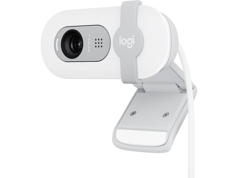 Logitech Brio 100 Weiss Full HD-Webcam mit integrierter Abdeckblende