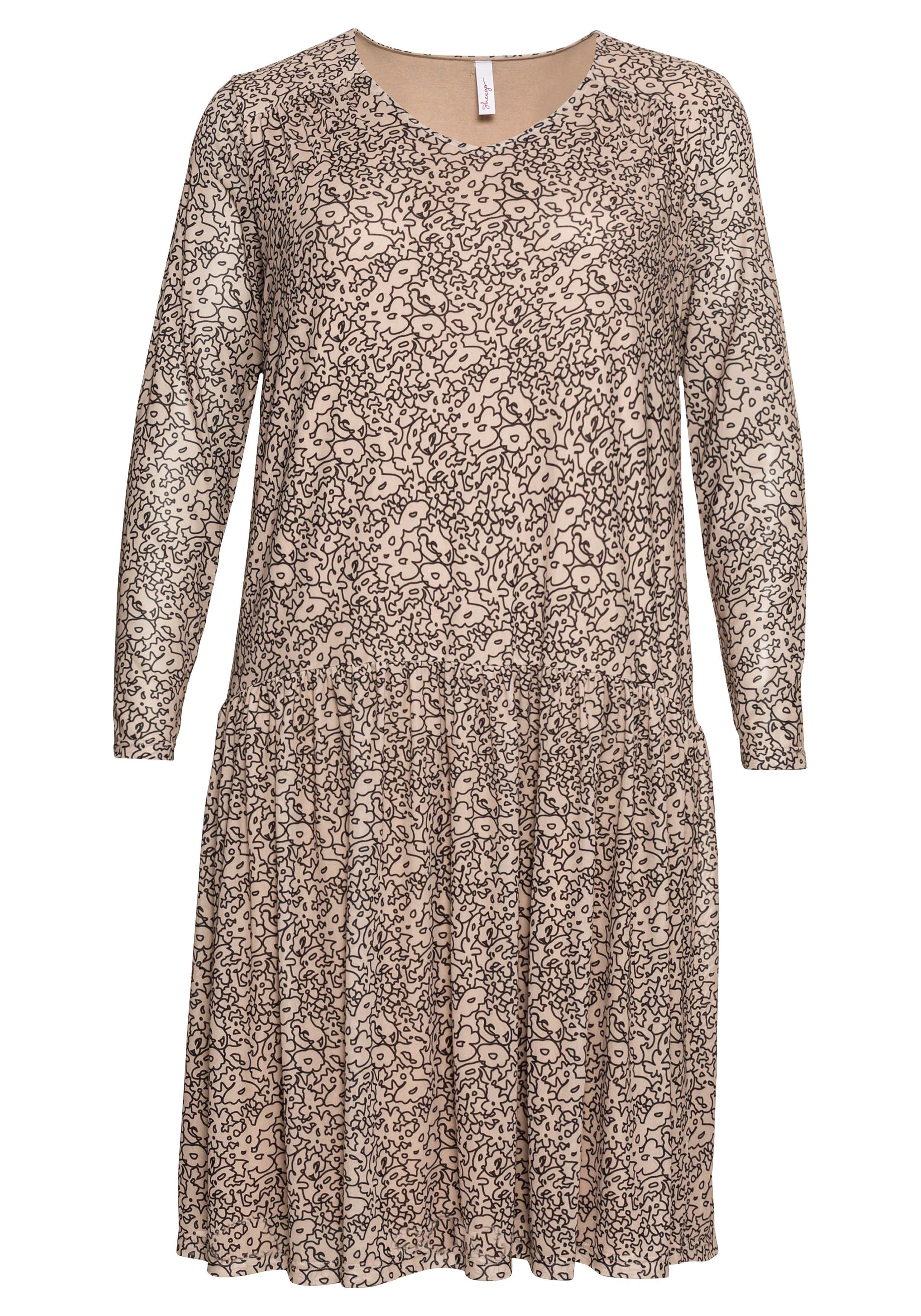 Meshkleid mit V-Ausschnitt und tiefer Taille