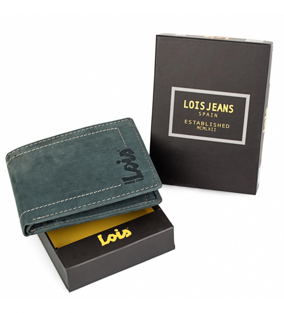 Carteira de couro Lois 201508 Azul - 11 x 8,5 cm -