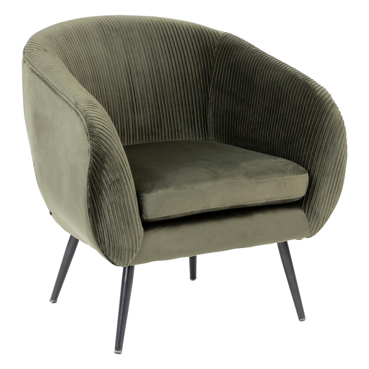 FAUTEUIL SOLARO VELOURS VERT KAKI