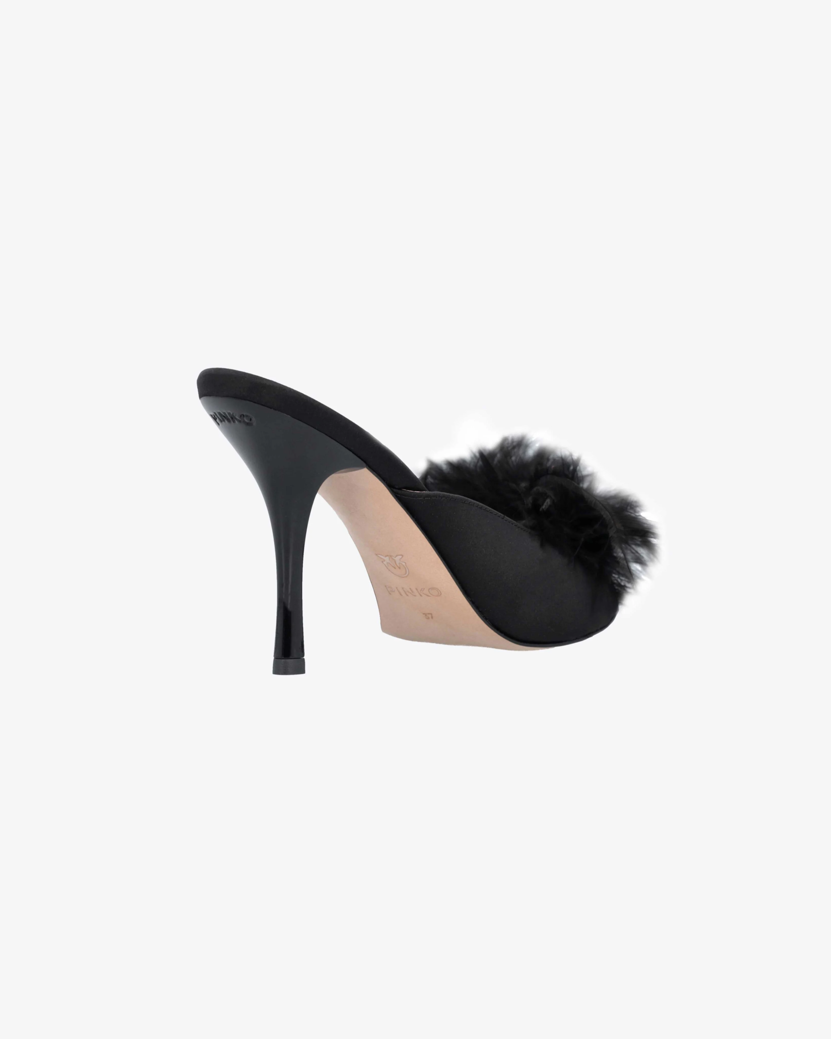 Mules à plumes | Noir
