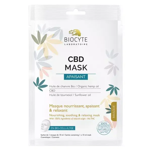 Máscara Nutritiva, Suavizante e Relaxante Biocyte CBD, Biocelulose 1 máscara