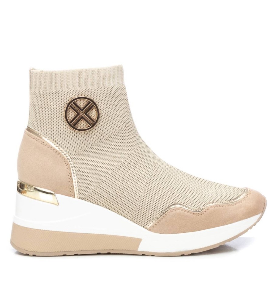 Tênis Xti 141467 Bege - Salto plataforma de 7 cm