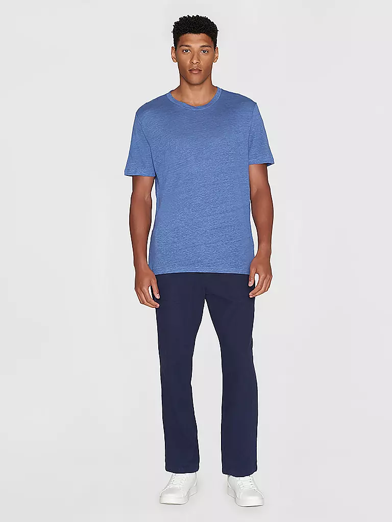 KNOWLEDGE COTTON APPAREL Leinen T-Shirt blau