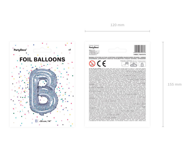 Folie Ballon Letter B Holografisch Leeg 35cm