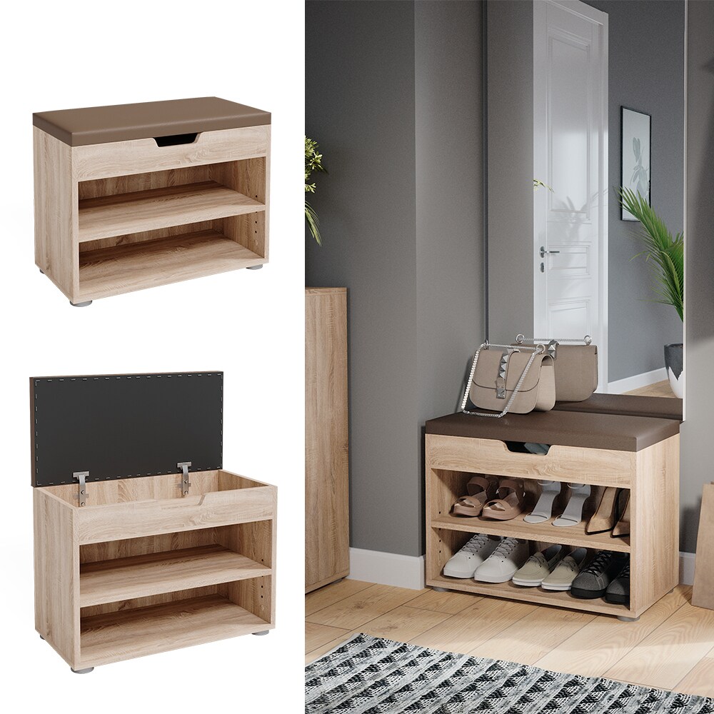 VICCO Schuhbank Schuhschrank Schuhablage Sitzbank Klappdeckel 6 Paar Sonoma