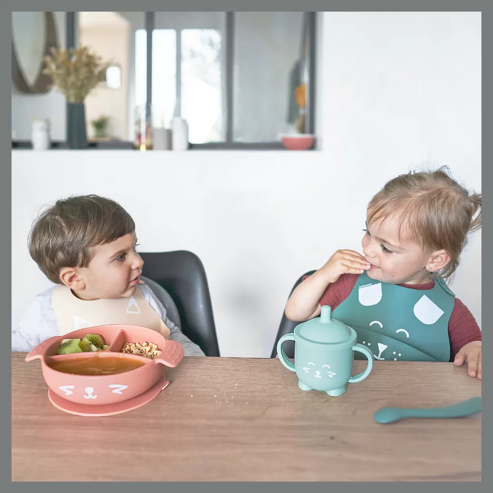 Babymoov ISY Silikone skål, ske, kop & hagesmæk - Ræv