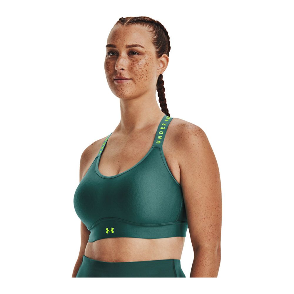Under Armour UA INFINITY MID COVERED - Brassière Femme coastal teal/coastal teal/lime surge