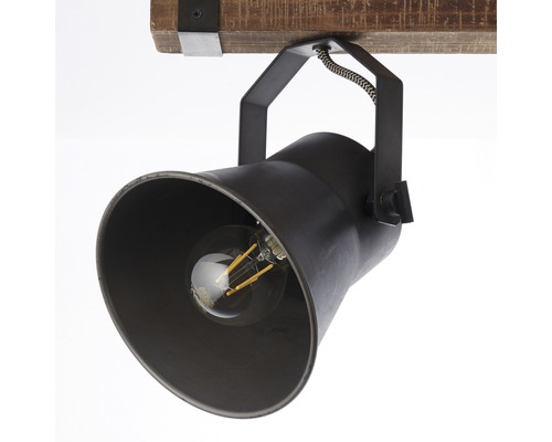 Plafondspot, 2-lichts, 40 cm breed, bruin/zwart-staal