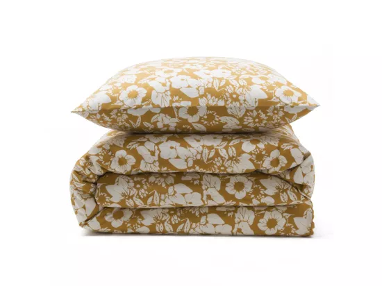 Parure de lit 2 personnes en coton 57 fils imprimé miel 240x220cm
