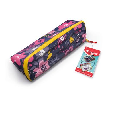 Maped - Trousse à ouverture XXL Motif - flower rose - réversible et personnalisable