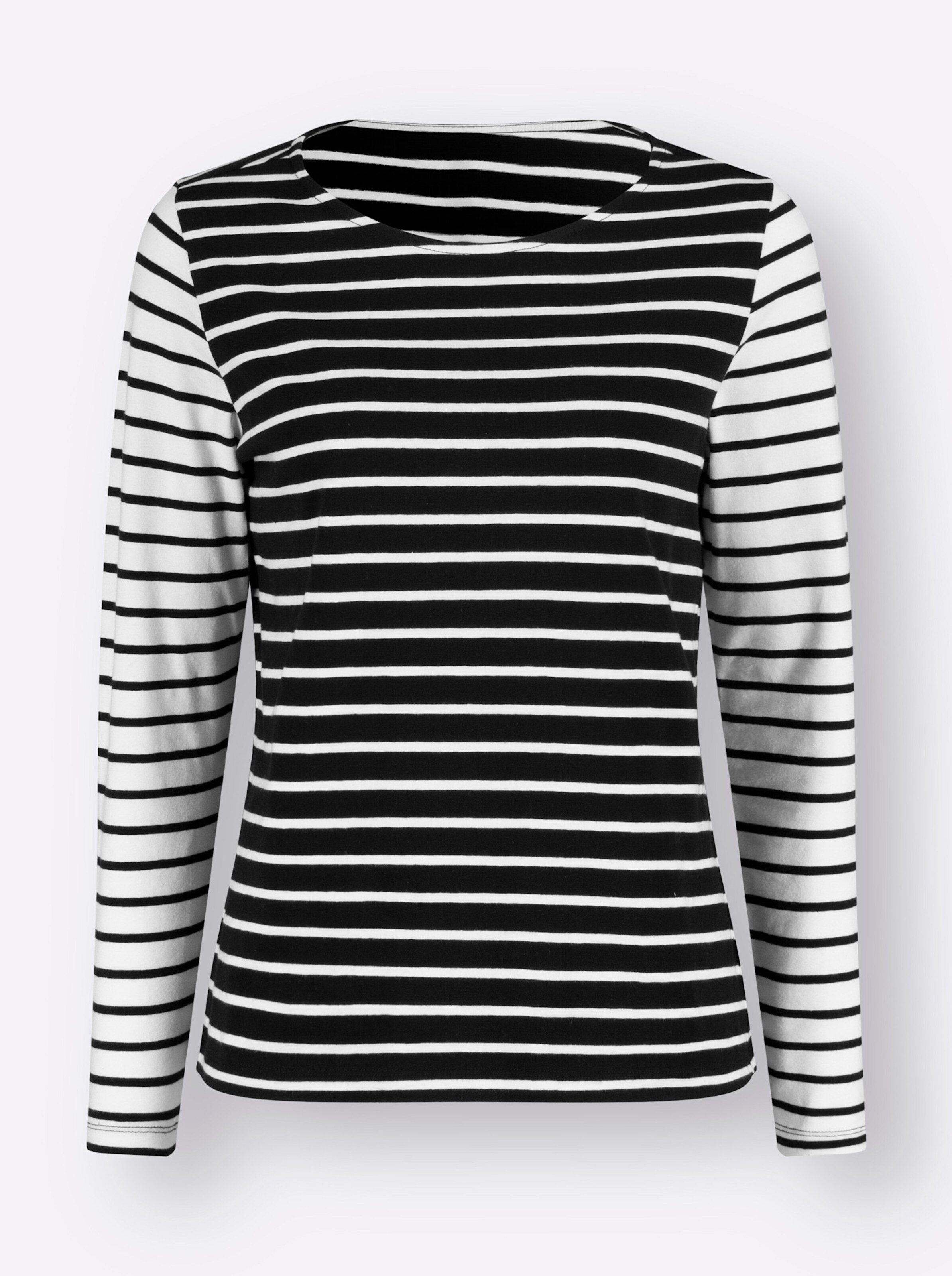 Ringelshirt in schwarz-ecru-geringelt