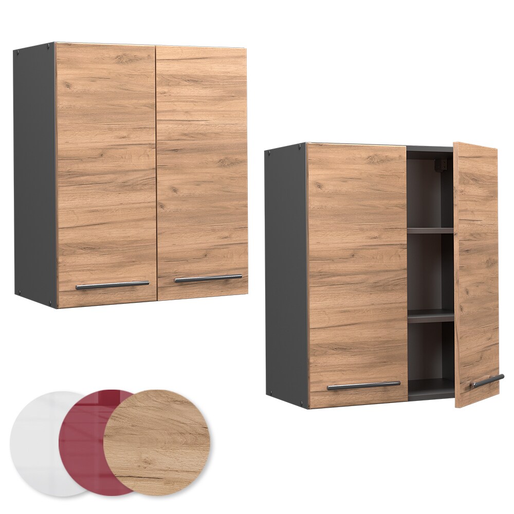 Vicco Hängeschrank Küchenschrank Küchenmöbel Fame-Line Anthrazit Eiche modern 60 cm Küche Einbauküche Hängeschrank Drehtür Einlegeboden Küchenzeile