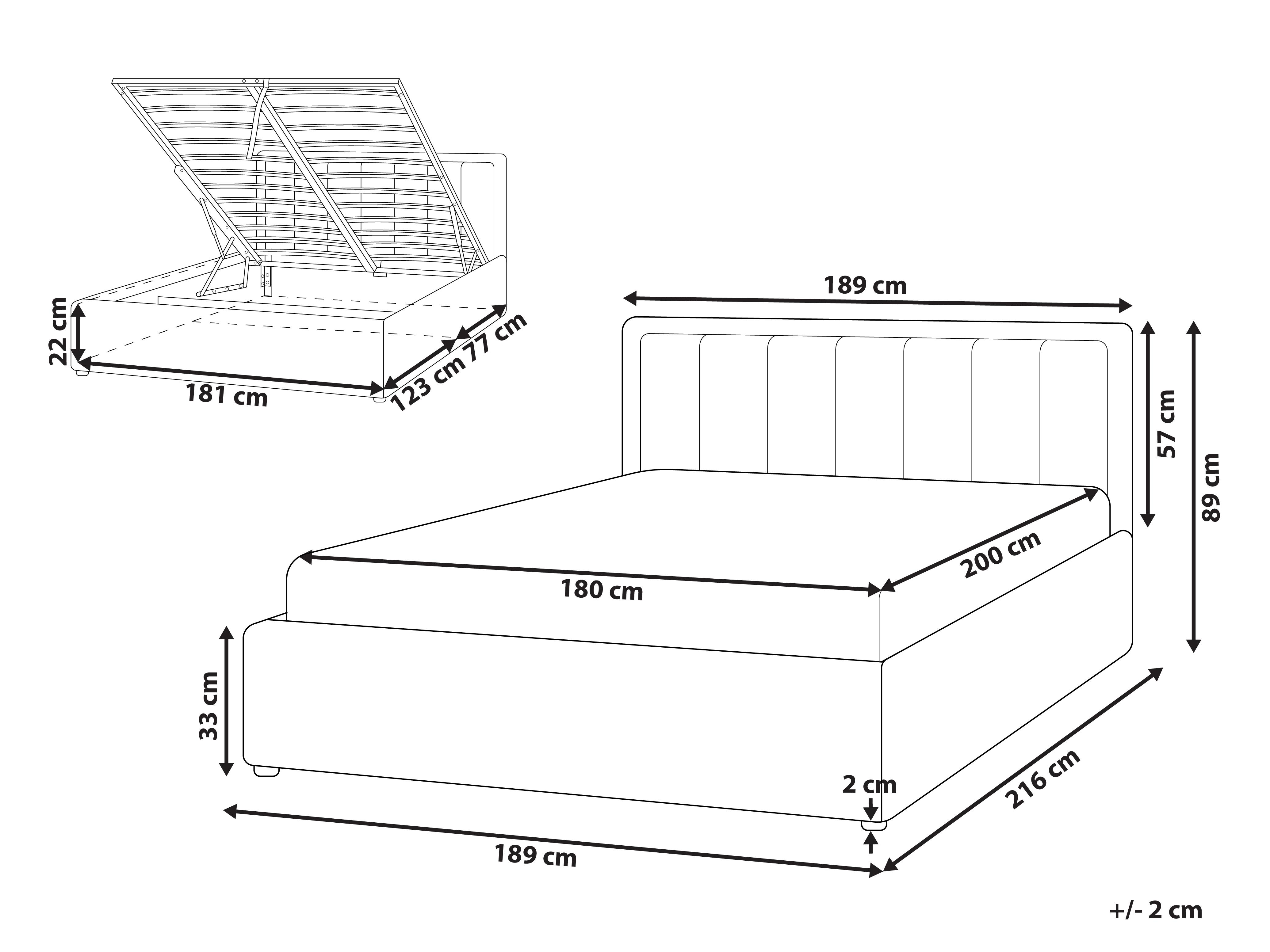 Bed met opbergruimte Bouclé MONTLAUR 180 x 200 cm Taupe