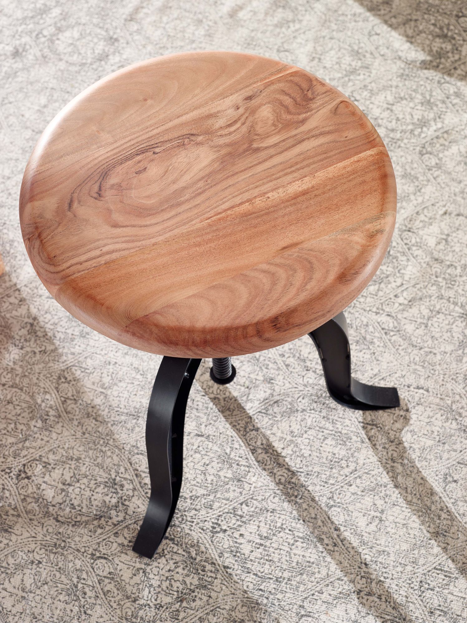 Drehhocker FineBuy Hocker Metall / Holz Massiv 39x62,5x39 cm Dekohocker Rund