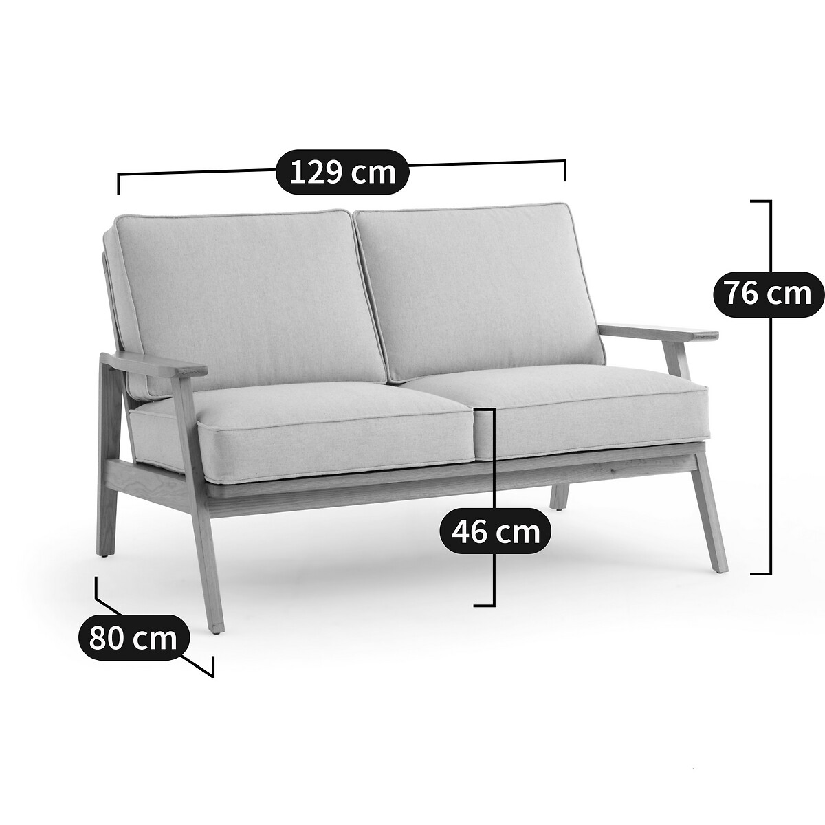 LA REDOUTE INTERIEURS<br>Sofá de algodão/linho, 2 lugares, Watford