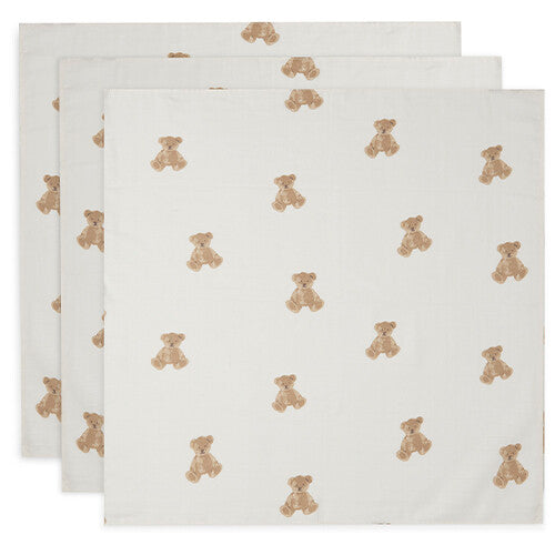 Jollein hydrofiele multidoeken 70x70 cm - teddy bear - 3st