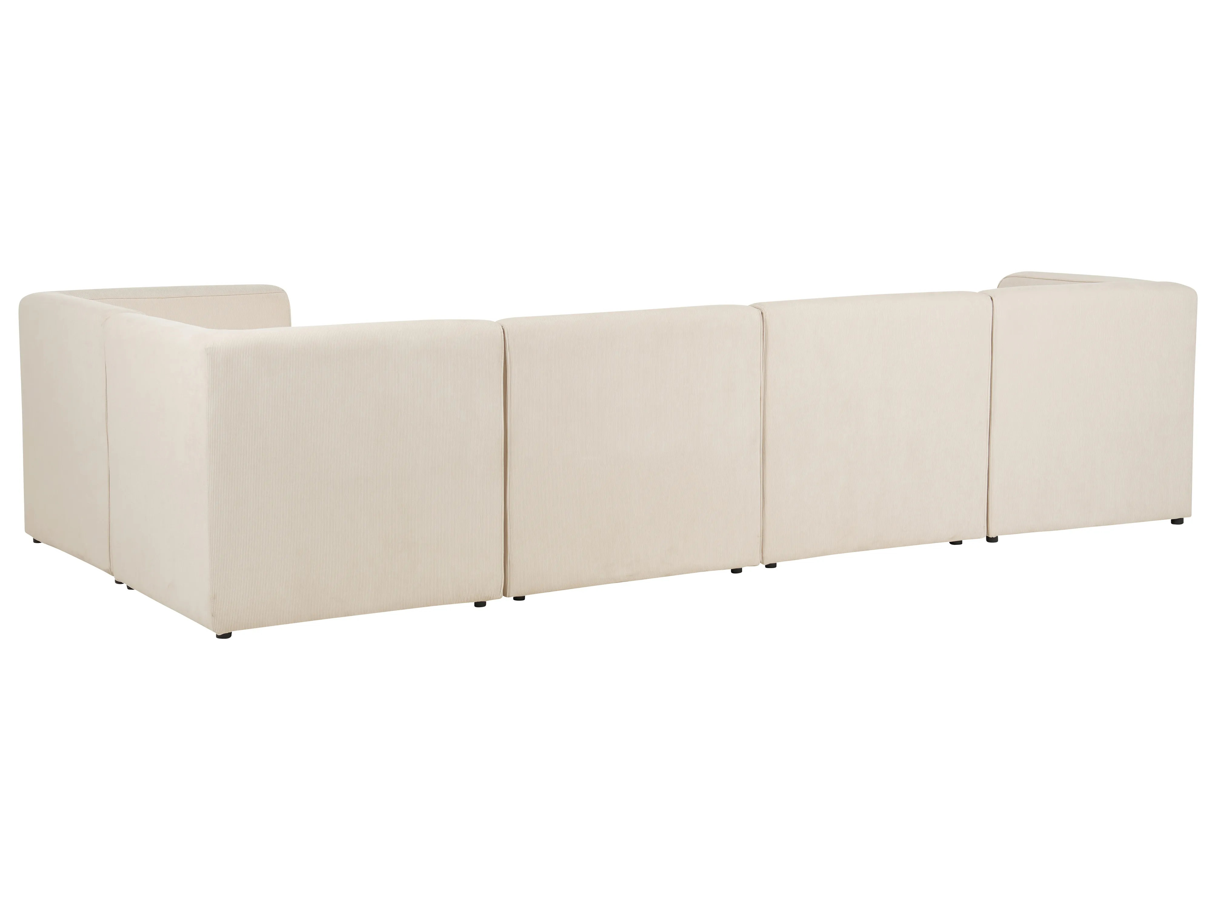 Modulaire hoekbank 5-zits LEMVIG Corduroy Lichtbeige met ottomaan linkszijdig
