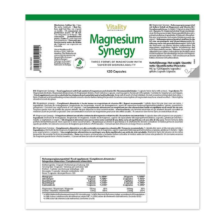 Magnesium Synergy Komplex Glycinat Malat & Citrat, 120 St