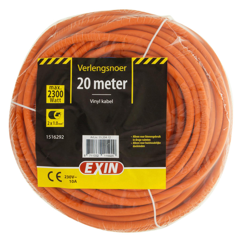 Verlengsnoer 20m H05VV-F2G1,0 Oranje
