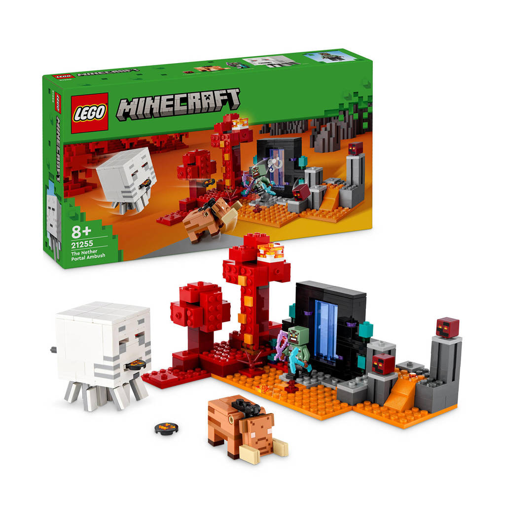 Lego Minecraft Ambush bij het Nether-portaalHinderlaag bij het Nether-portaal Actie Speelgoed voor Kinderen 21255