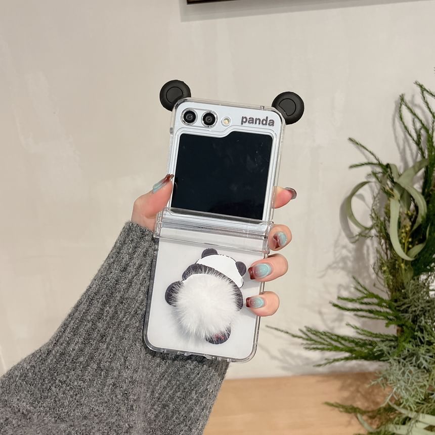 Edgin - Panda Pom Pom telefoonhoesje / pluchen band / set - Samsung Flip