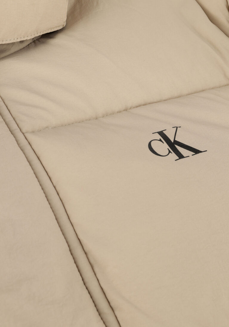 CALVIN KLEIN beige calvin klein gewatteerde jas essentials non down logo jacket