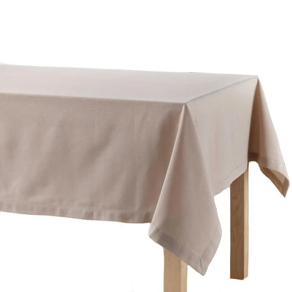 Tafelkleed/tafellaken - taupe - 140 x 240 cm - katoen stof