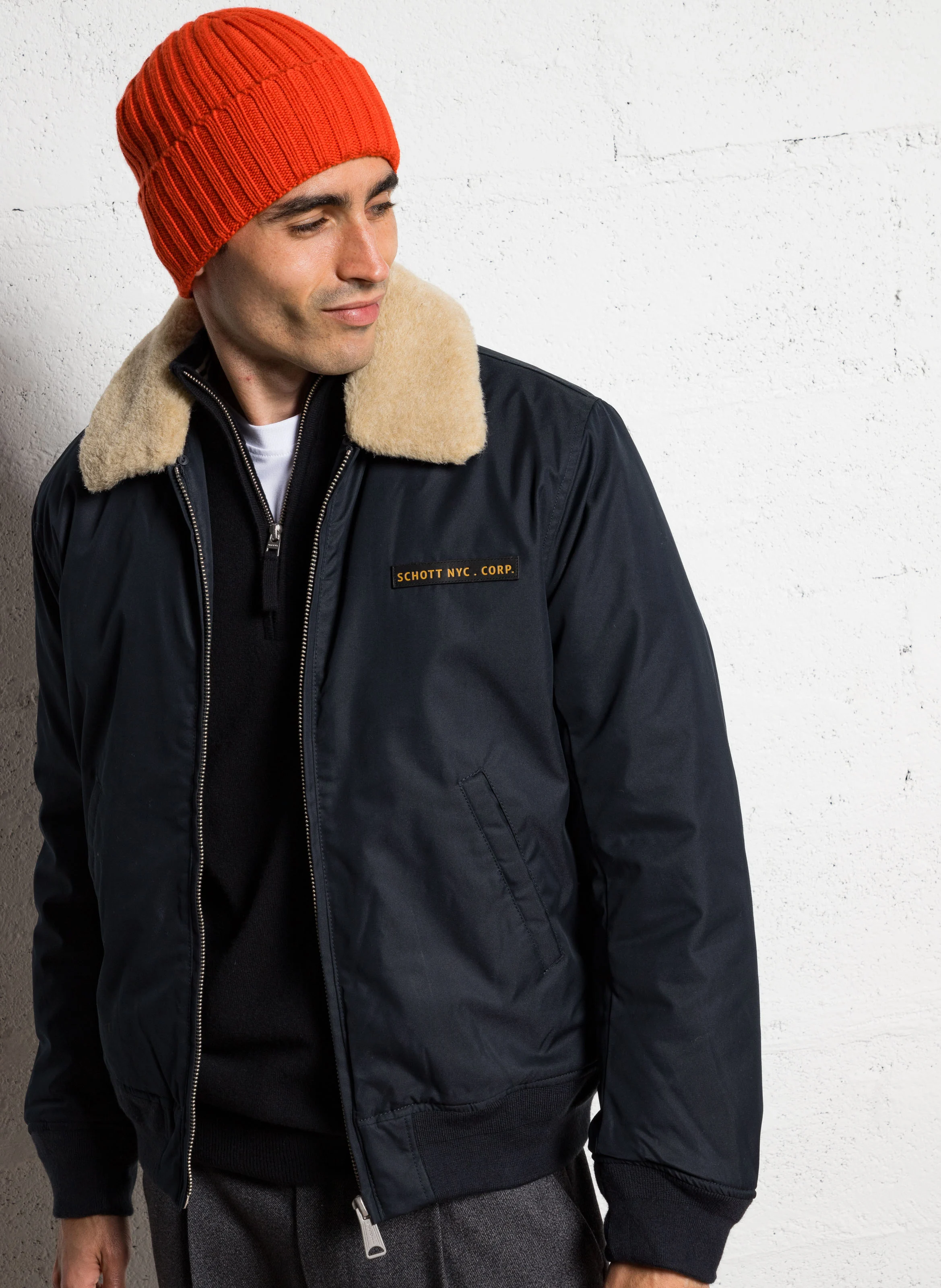 Blouson aviateur à col amovible | Bleu