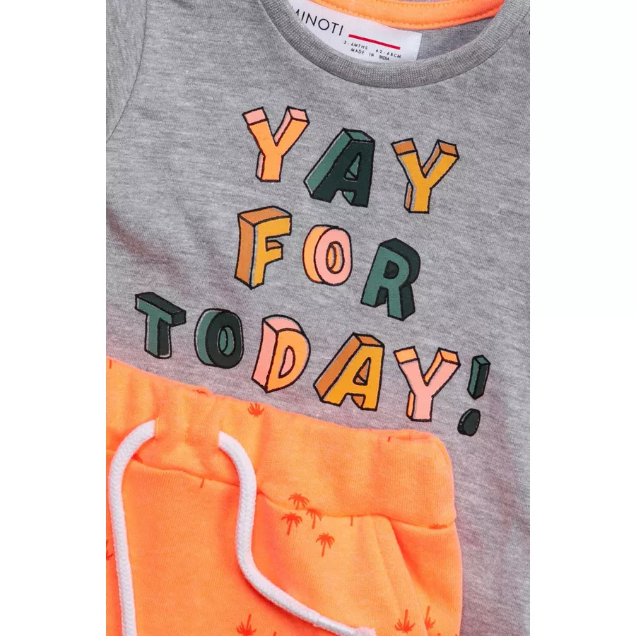 MINOTI Shorts und T-Shirt im Set GrauOrange