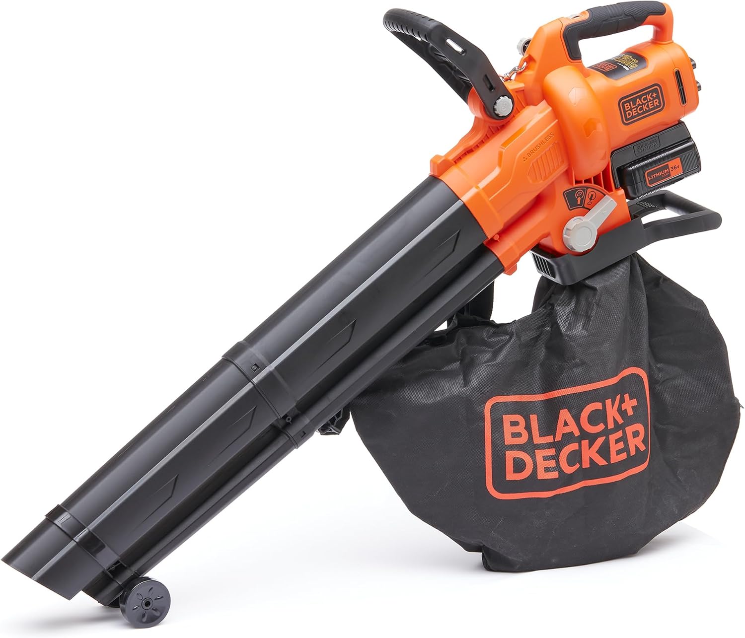 BLACK+DECKER 36V kabellos Laubbläser-Staubsauger und Laubhäcksler, mit 45-Liter-Auffangbeutel und 2,5-Ah-Lithiumbatterie, BCBLV3625L1-QW
