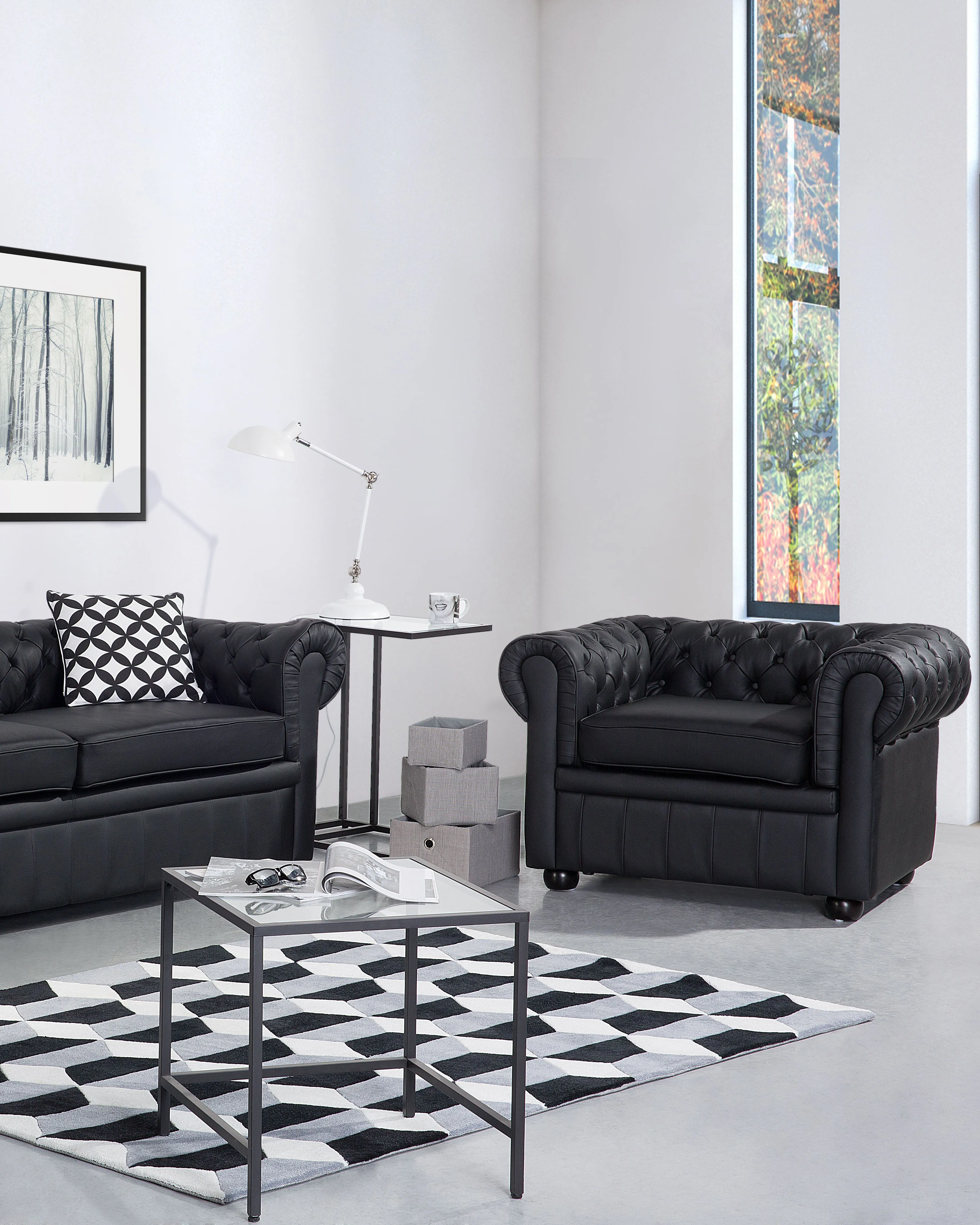 Fauteuil CHESTERFIELD Leer Zwart
