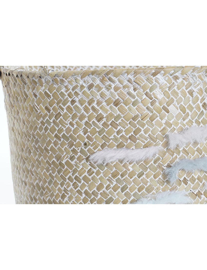 Set of 2 Beige and White Baskets