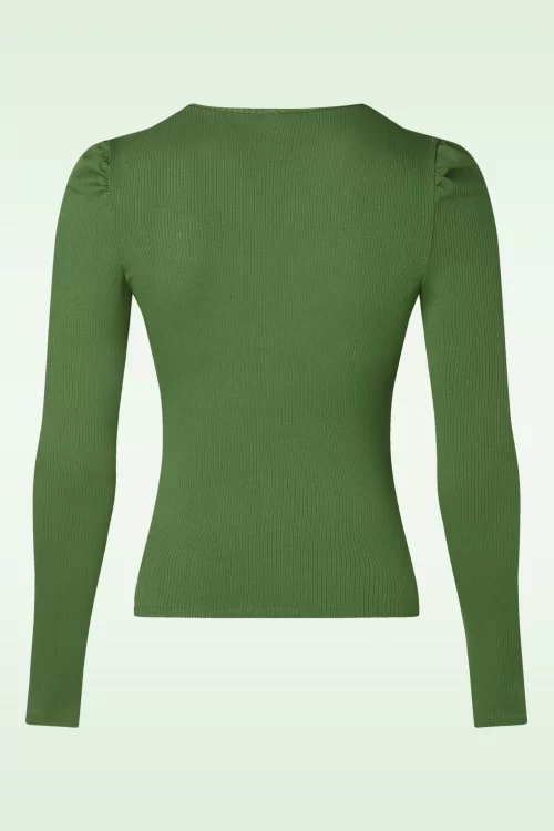 Vintage Chic for Topvintage Chloe rib top in olijfgroen