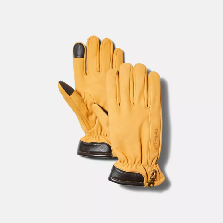 Gants en cuir Winter Hill pour écrans tactiles pour homme en jaune