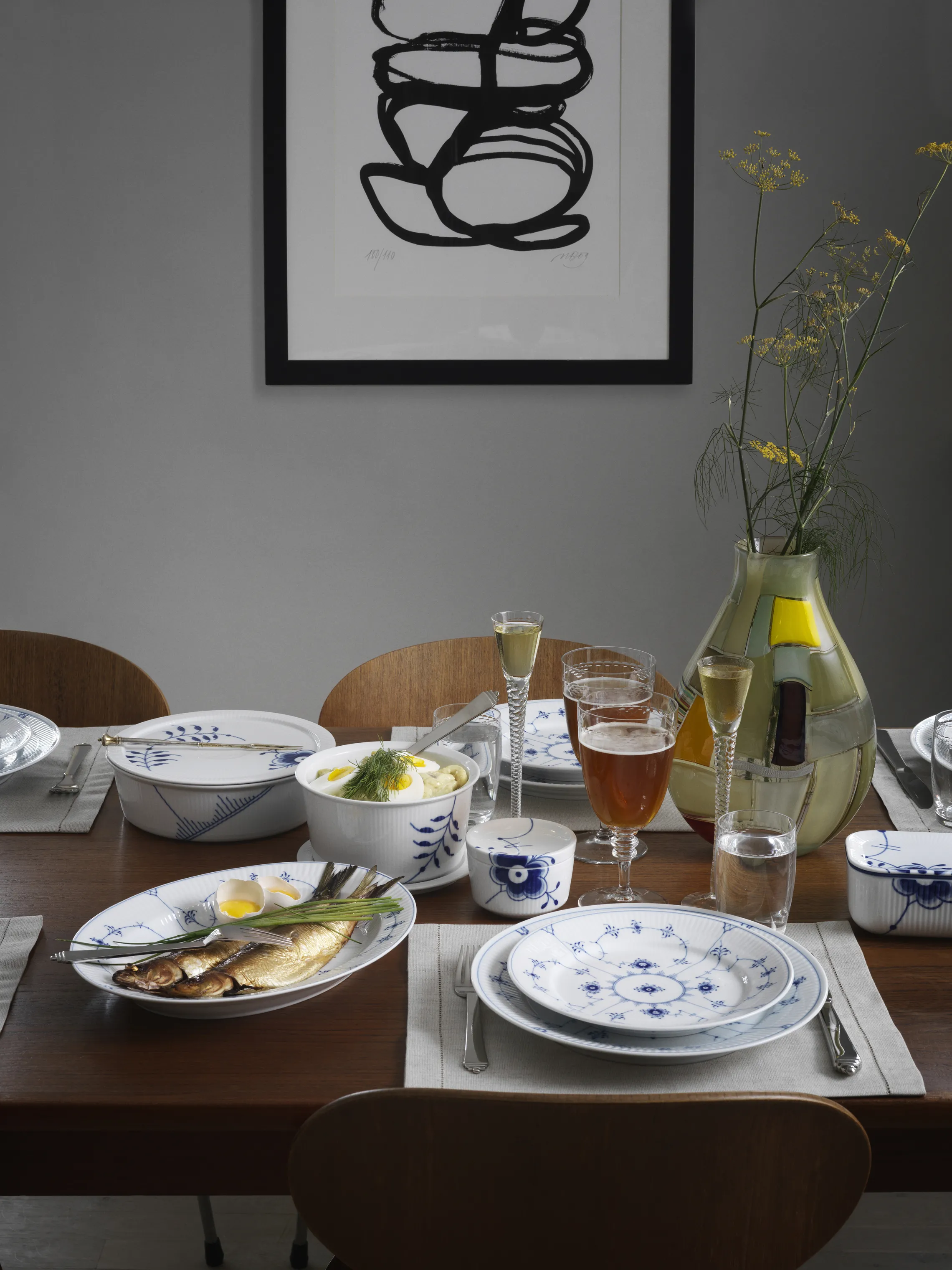 Royal Copenhagen Blå Mega Riflet Smørboks