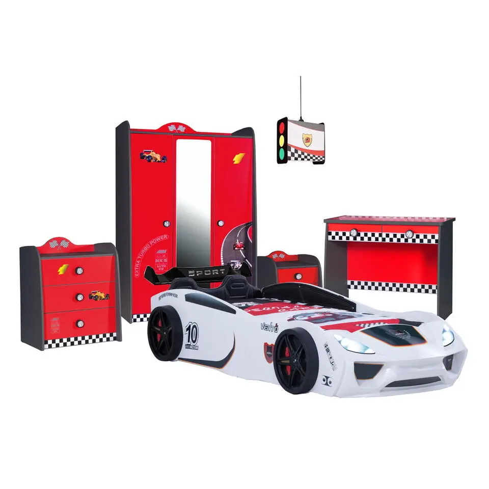 V2 Sport autobed racebed wit met licht en bekleding