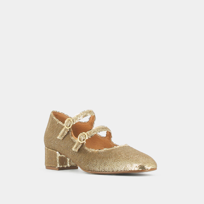 Babies doubles boucles et talons  en sequins platine