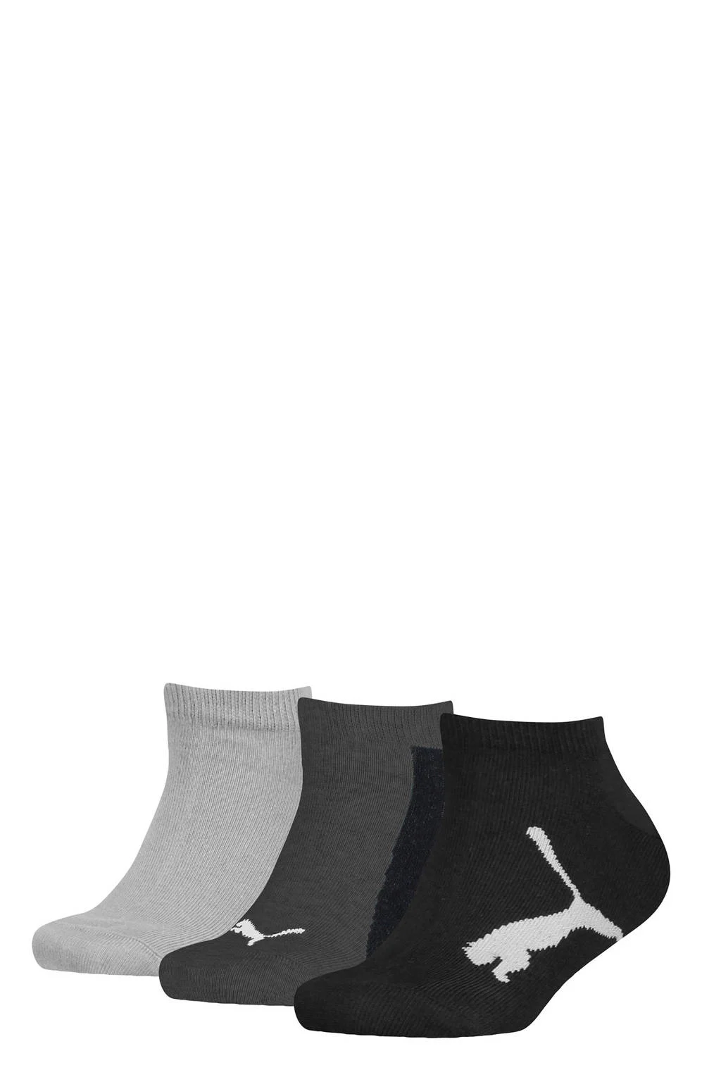 Puma sneakersokken met logo - set van 3 grijs