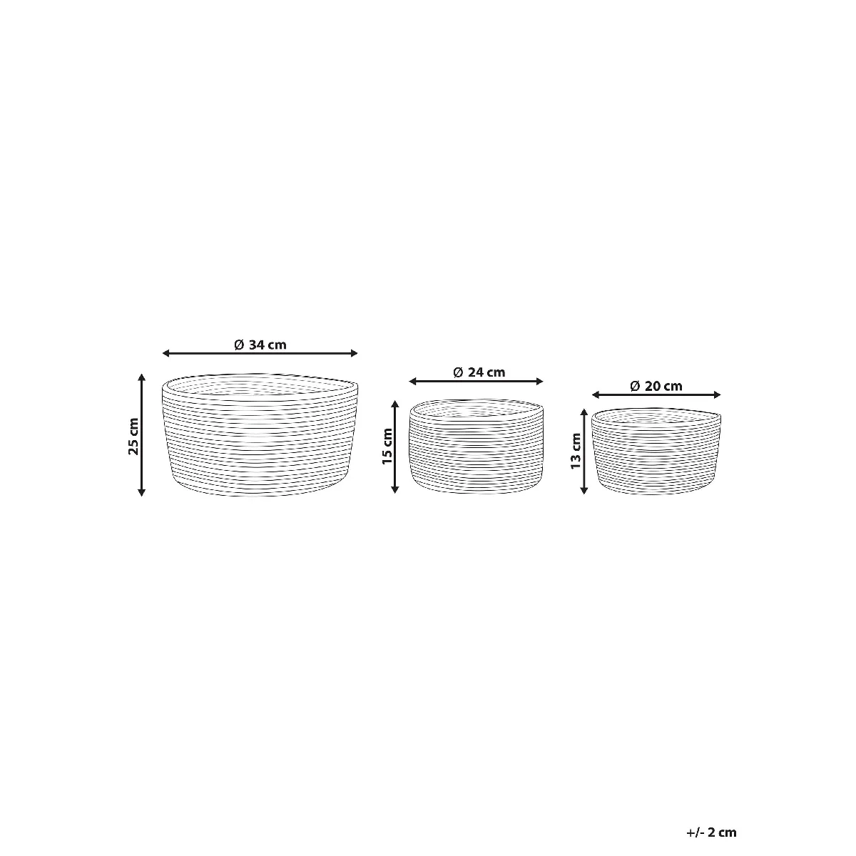 BELIANI Lot de 3 JABAR - Naturel/Noir
