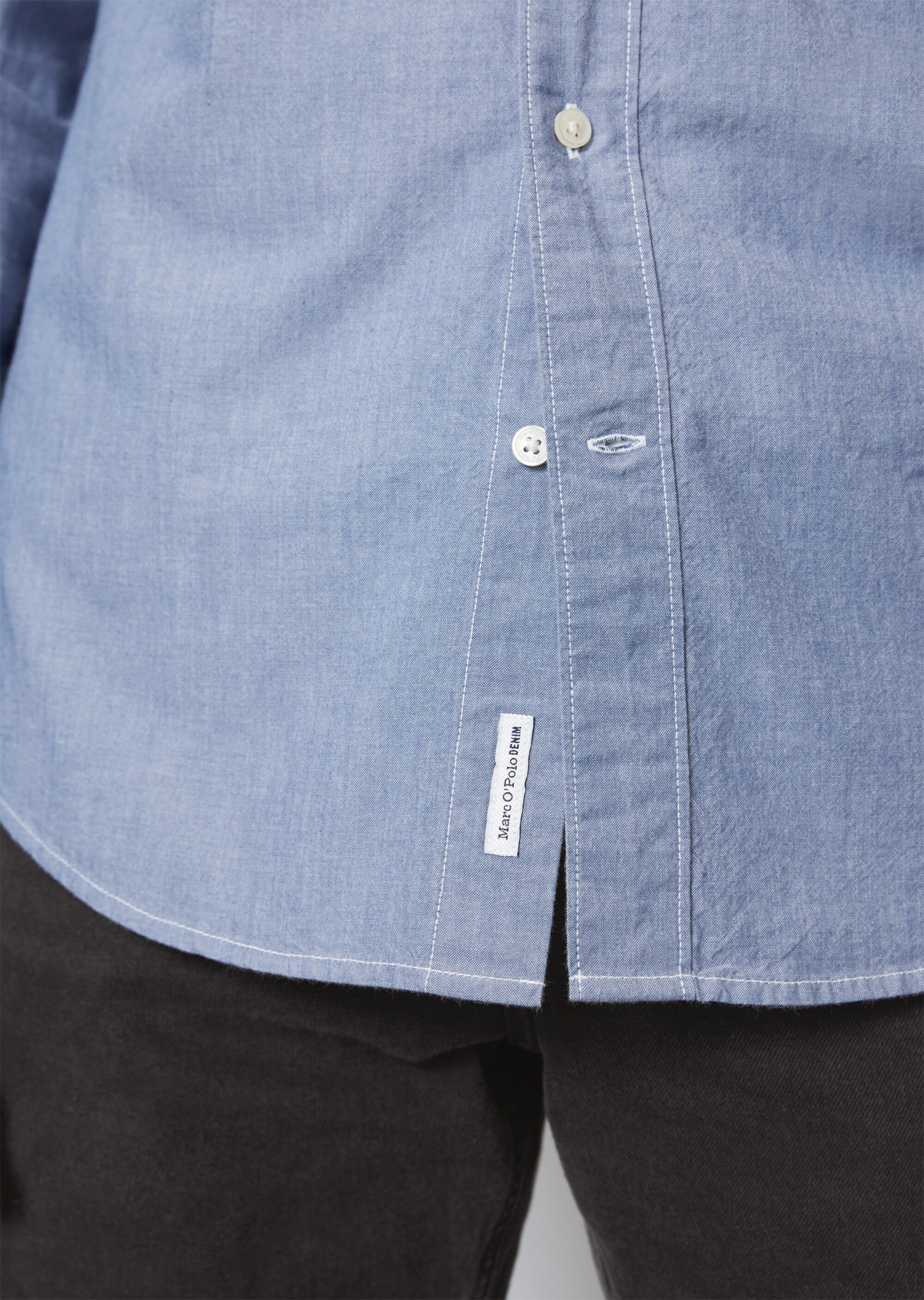 Chambray-Hemd regular mit Button-Down-Kragen