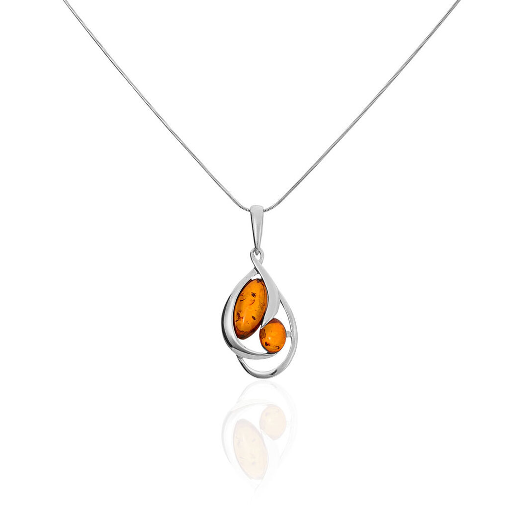 Collier Argent Blanc Hailey Ambre